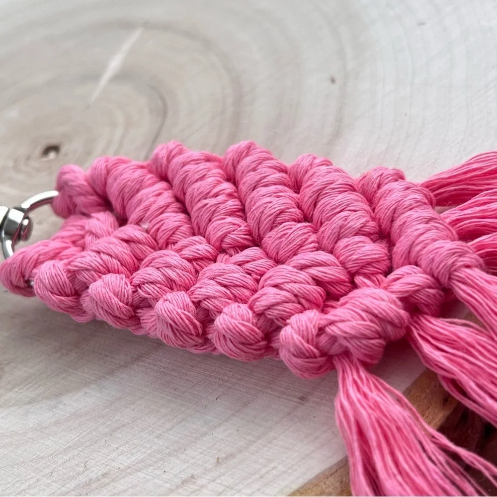 Mermaid Boho Handcrafted Hot Pink Tassel Keychain